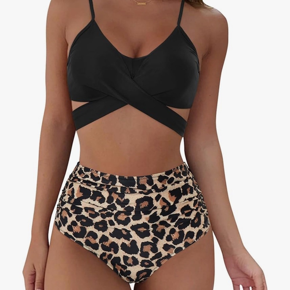 Bikini with Wrap Top and High-Waisted Bottom